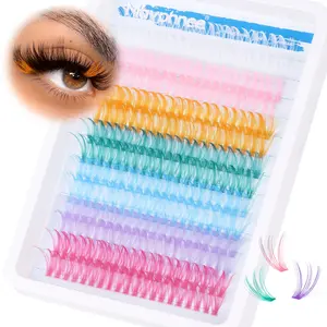 Colored Lash Extension Individuals 280 Pcs Colored Eyelashes Clusters 7 Colors Wispy 16MM 18MM Colorful Eyelash Extensions DIY