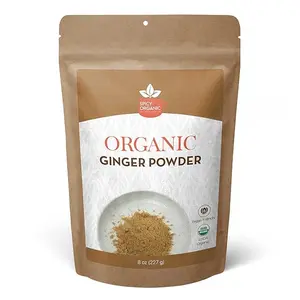 SPICY ORGANIC Ginger Root Powder – 8 oz. – Freshly Ground from Raw, Indian Ginger, Dried Spice for Baking, Beverages and Cooking - 100% Pure, USDA Certified Organic Ginger – Non-GMO & Kosher Natural Flavor