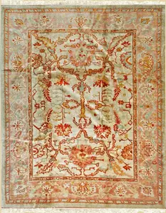 Cozy Mohair Oushak Beige Hand Knotted Rug