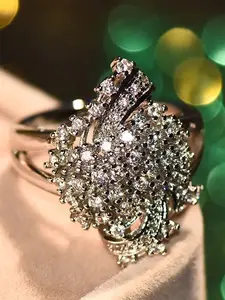 1 PC Glamorous Cubic Zirconia Ring Artificial Zircon Ring Statement Multi Ring For Women Wedding Engagement Valentine's Day Party Gift