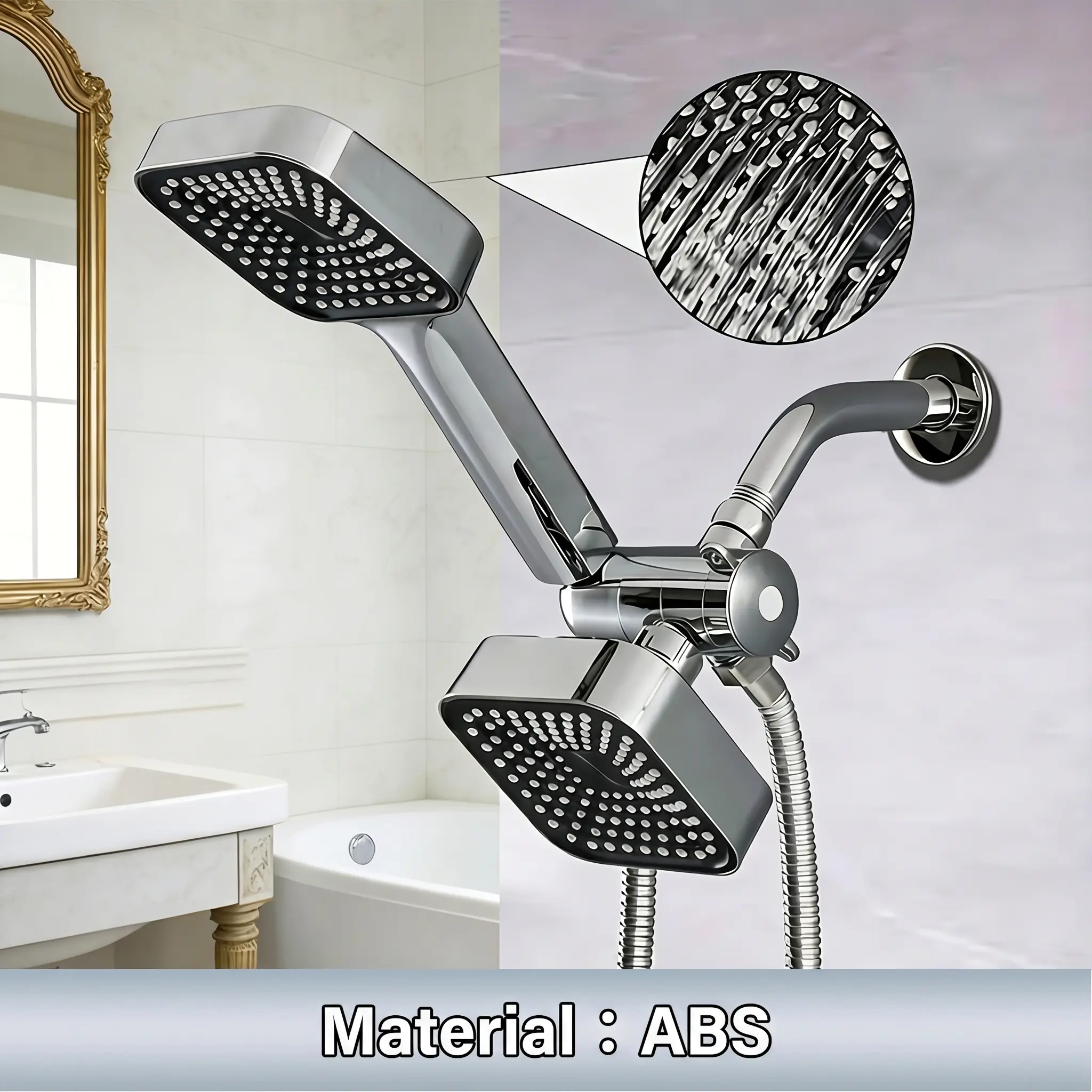 Shower Head Set: Premium High-Flow Overhead and Handheld Shower with Long Hose, 3-Way Water Diverter for Bathroom