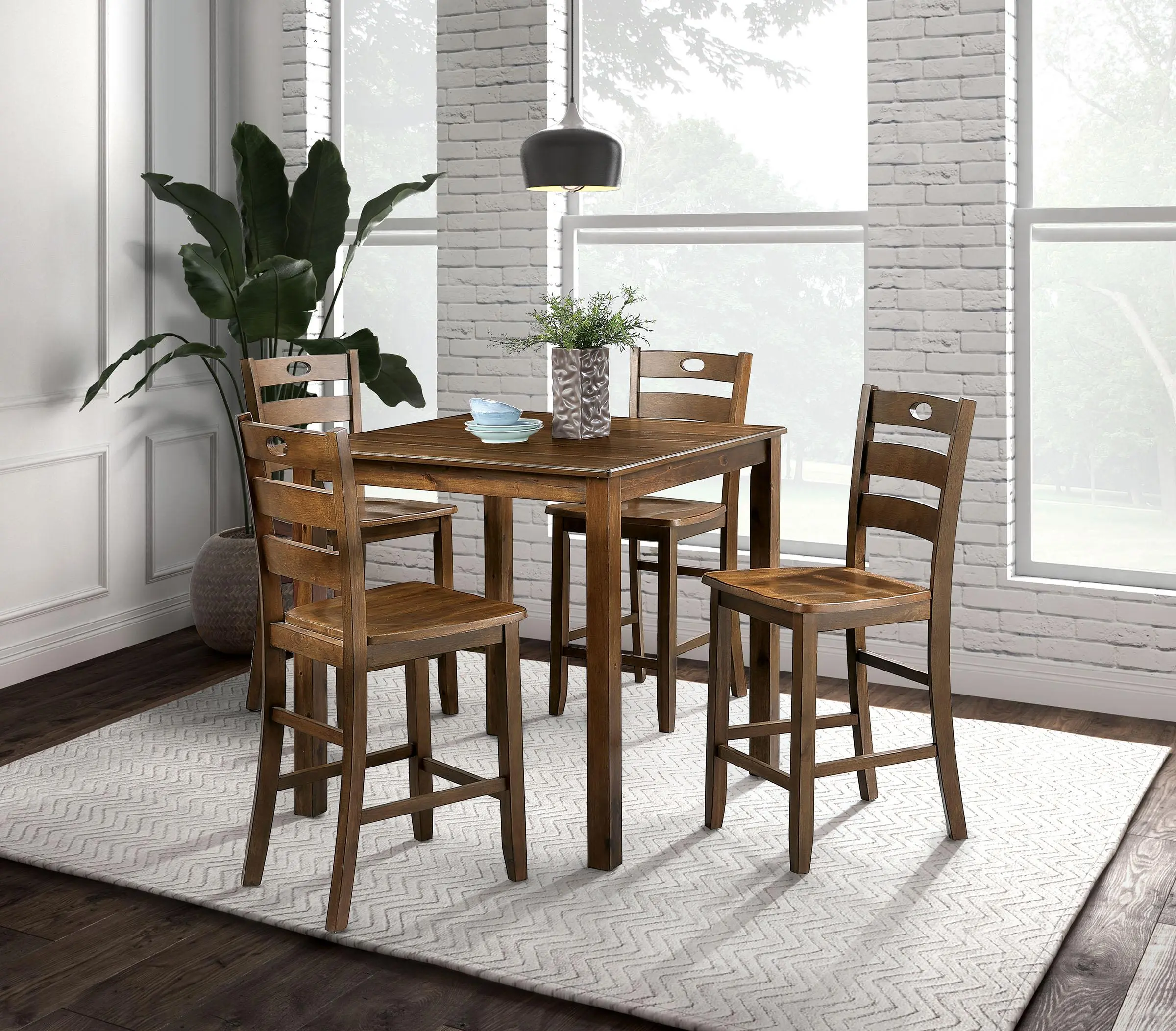 LUBBOCK Transitional 5-Piece Dining Table Set