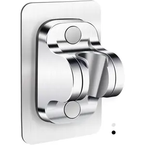 Strong Adhesive Adjustable Shower Head Holder Replacement - No Drilling Waterproof Wall Mount Handheld Shower Wand Bracket, Silver Shower Hose Holder for Bathroom