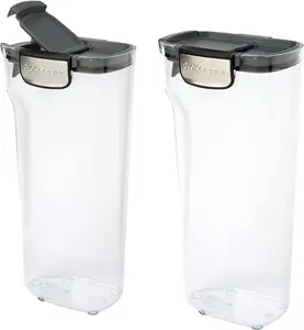 Progressive International ProKeeper+ Clear Plastic Airtight Food Baker's Kitchen Storage Organization Container Canister Set with Magnetic Accessories, 2- Piece Set (Pasta 2.4-Quart)