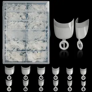 240-600pcs Short Nail Tips- Oval Half Cover False Tips 12 Sizes French Acrylic Nails for DIY Nail Salon