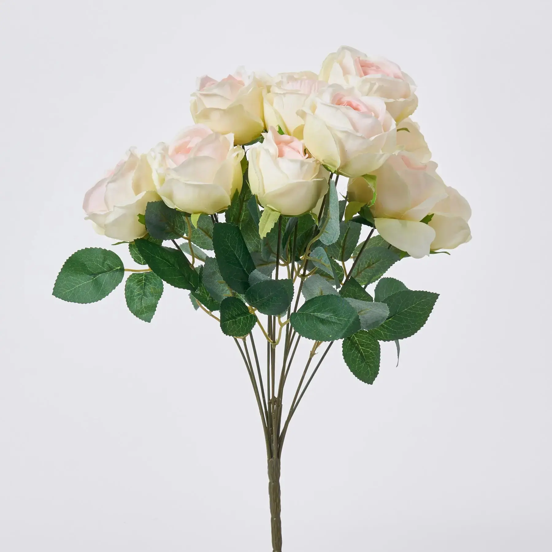 Light Pink Silk Sweetheart Eden Rose Blooms Bush Stem Bouquet - 18"