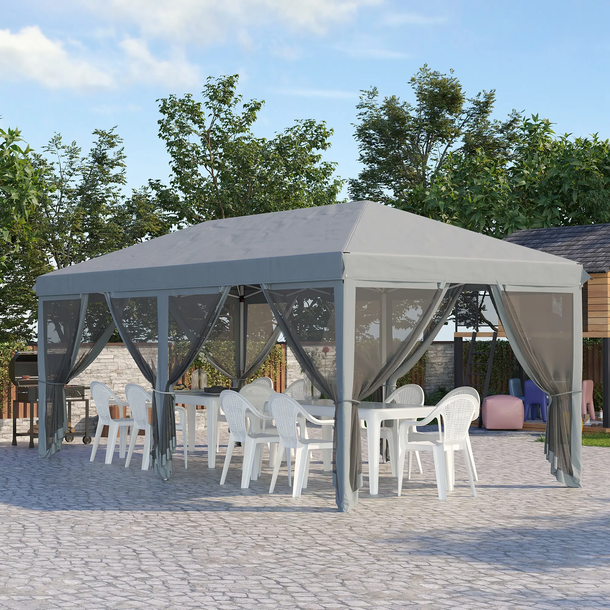 Outsunny 10' x 10'/10' x 20' Pop Up Canopy Tent with Netting, Heavy Duty Party Tent, Large Tents for Parties with Carry Bag for Outdoor, Garden, Patio,outdoorfurnitureset