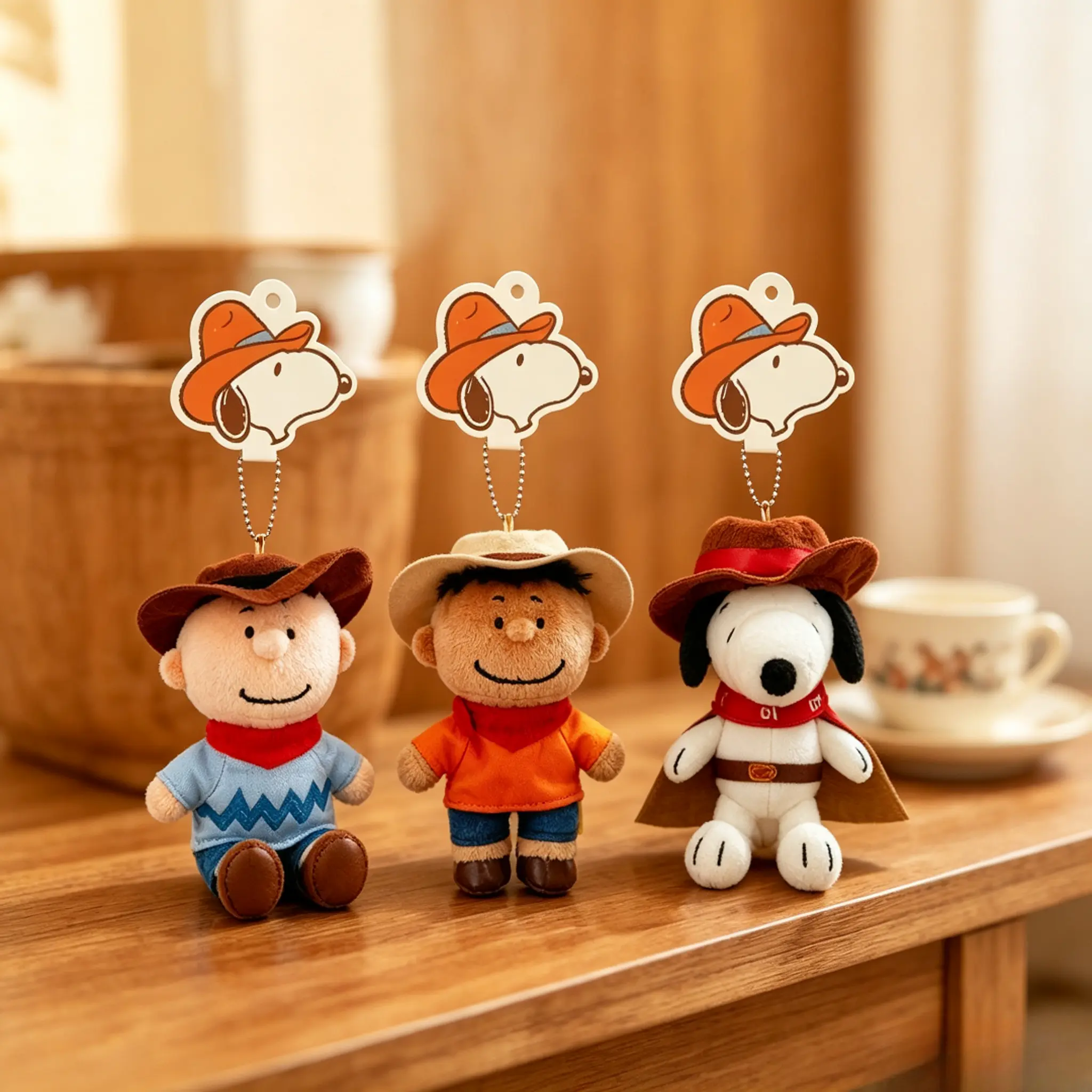 MINISO Snoopy Western Cowboy Series Plush Keychain, Cute Anime Bag Charm,Soft Material,Suitable for Bags,Fun Anime Merchandise and Collectible Gift for Fans #Summervibes, Back To School