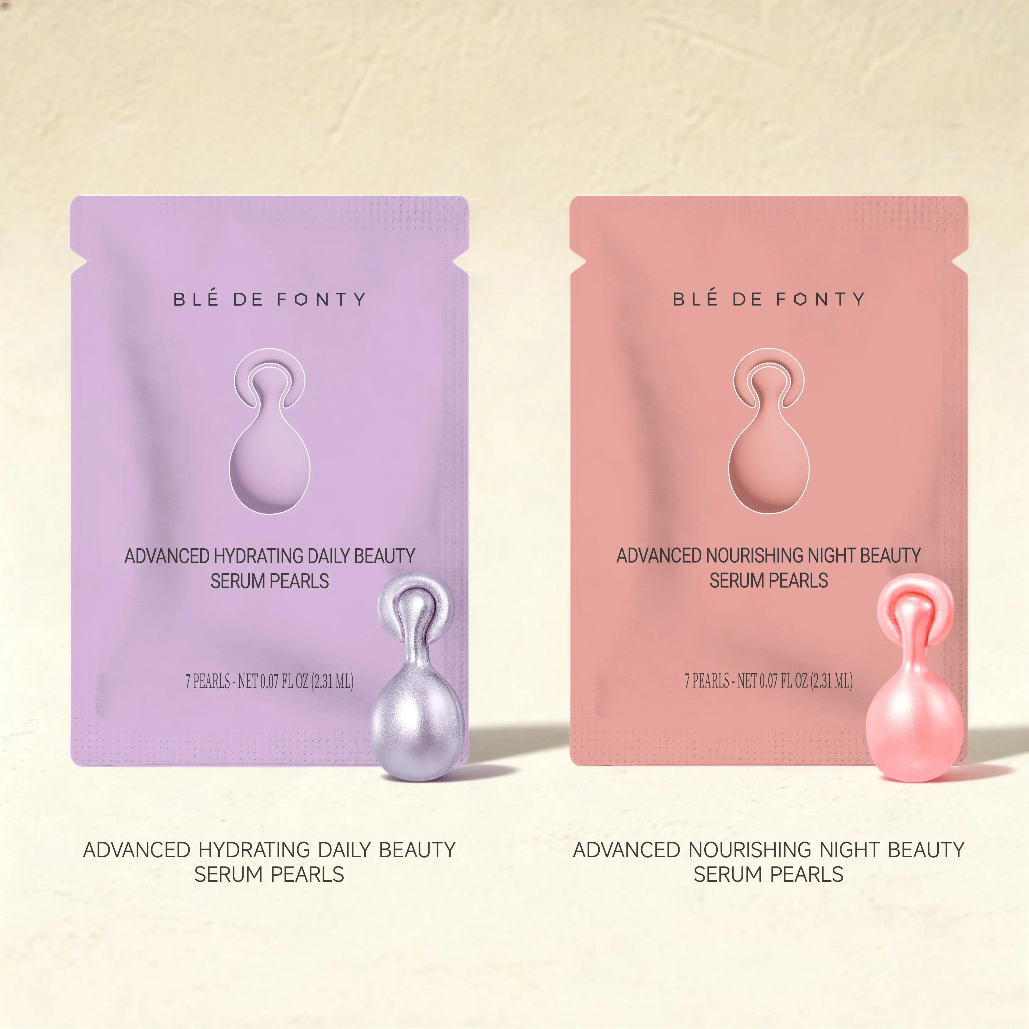 Blé de Fonty - AM/PM Beauty Serum 7-day Trial Set - Hydrating Daily Serum & Nourishing Night Serum Pearls (7+7 Pearls)