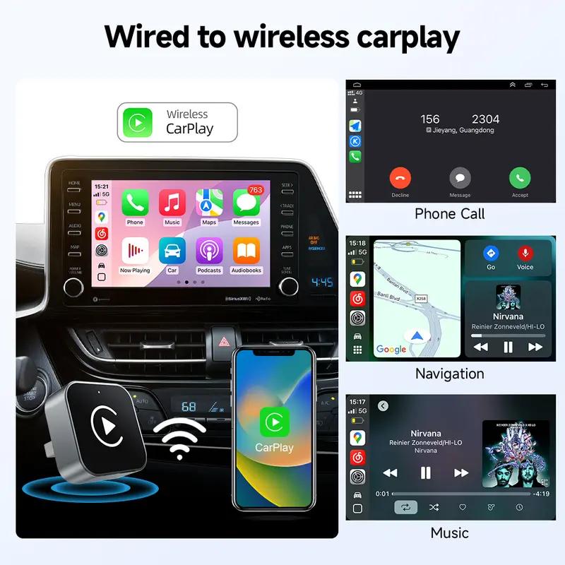 Wireless CarPlay & Android Auto Mini Adapter, Fast-Cooling Portable Plug-and-Play Bluetooth-Compatible Connection Dongle