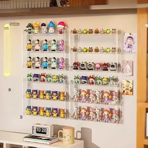 3 Layer Blind Box Storage Display Rack, Cosmetic Organizer, Wall Mounted Figure Showcase, Transparent Multi-Layer Cute Bead Strips, Color Card Holder, Organized Storage