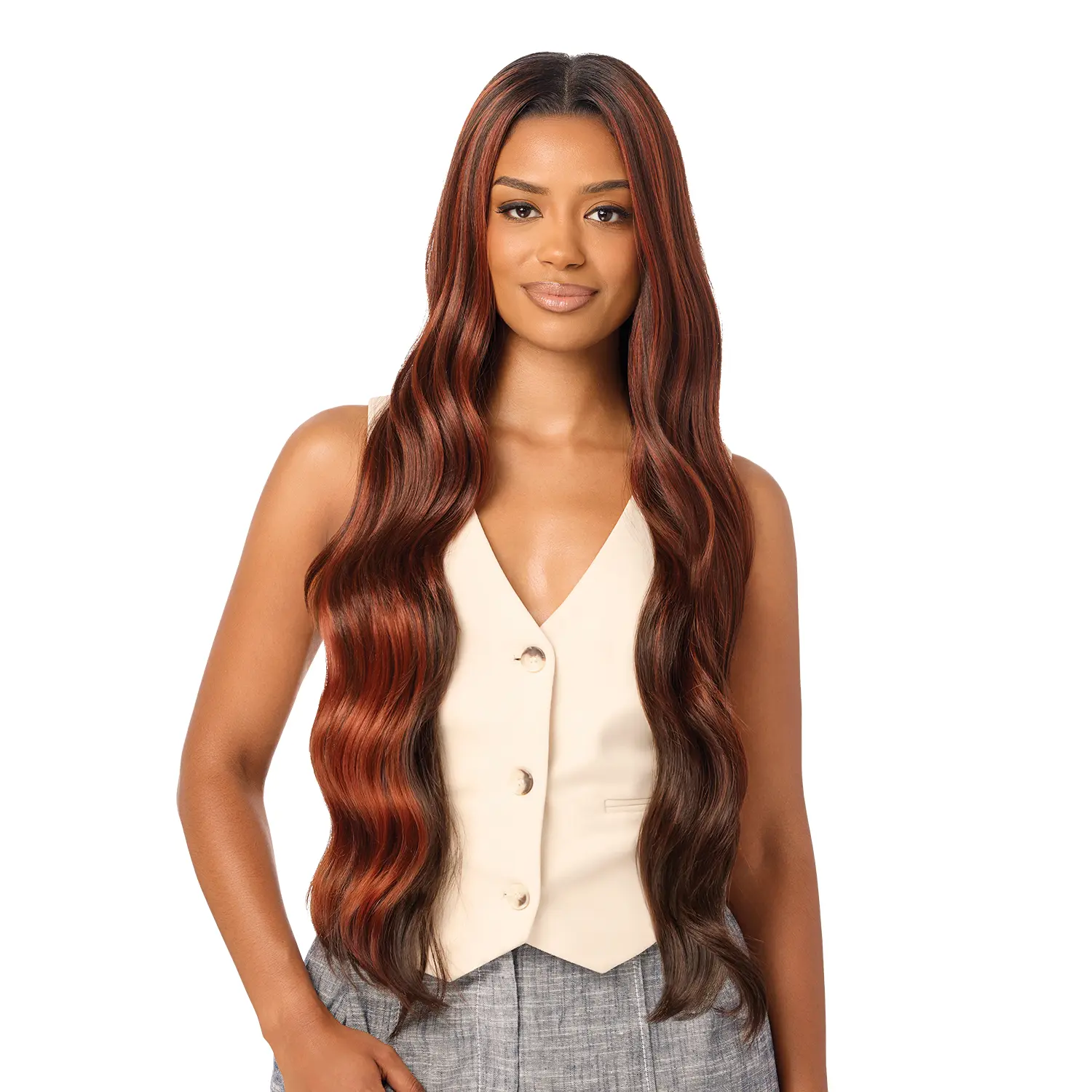 Outre 13x6 HD Synthetic Frontlace Wig, Glueless Fully Hand-Tied, Perfect Hairline, Daily Wear OnVybes 4 Wig, Daily Wear Wig