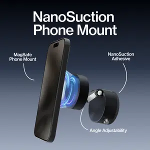 STATIK HyperMount: Phone Mount | NanoSuction & MagSafe | 360 Degree Adjustable | Holds Up to 66lbs | For Flat and Smooth Surfaces | Never Blocks Air Vents | iPhone 12 and Newer & Android