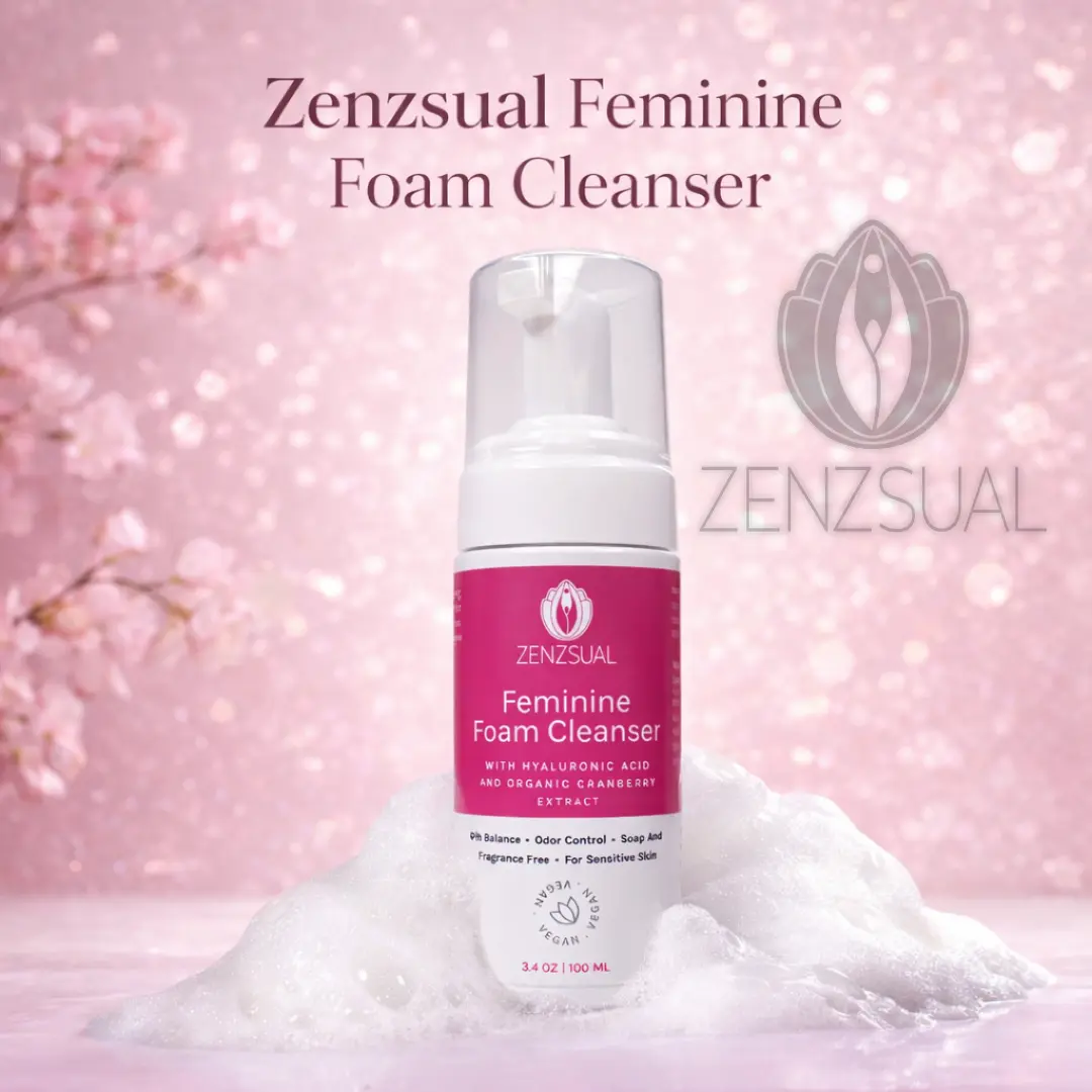 Zenzsual Feminine Foam Cleanser with Hyaluronic Acid & Organic Cranberry Extract pH Balanced Fragrance Free Gentle Sensitive Skin Care 100ml Lactic Hydrating