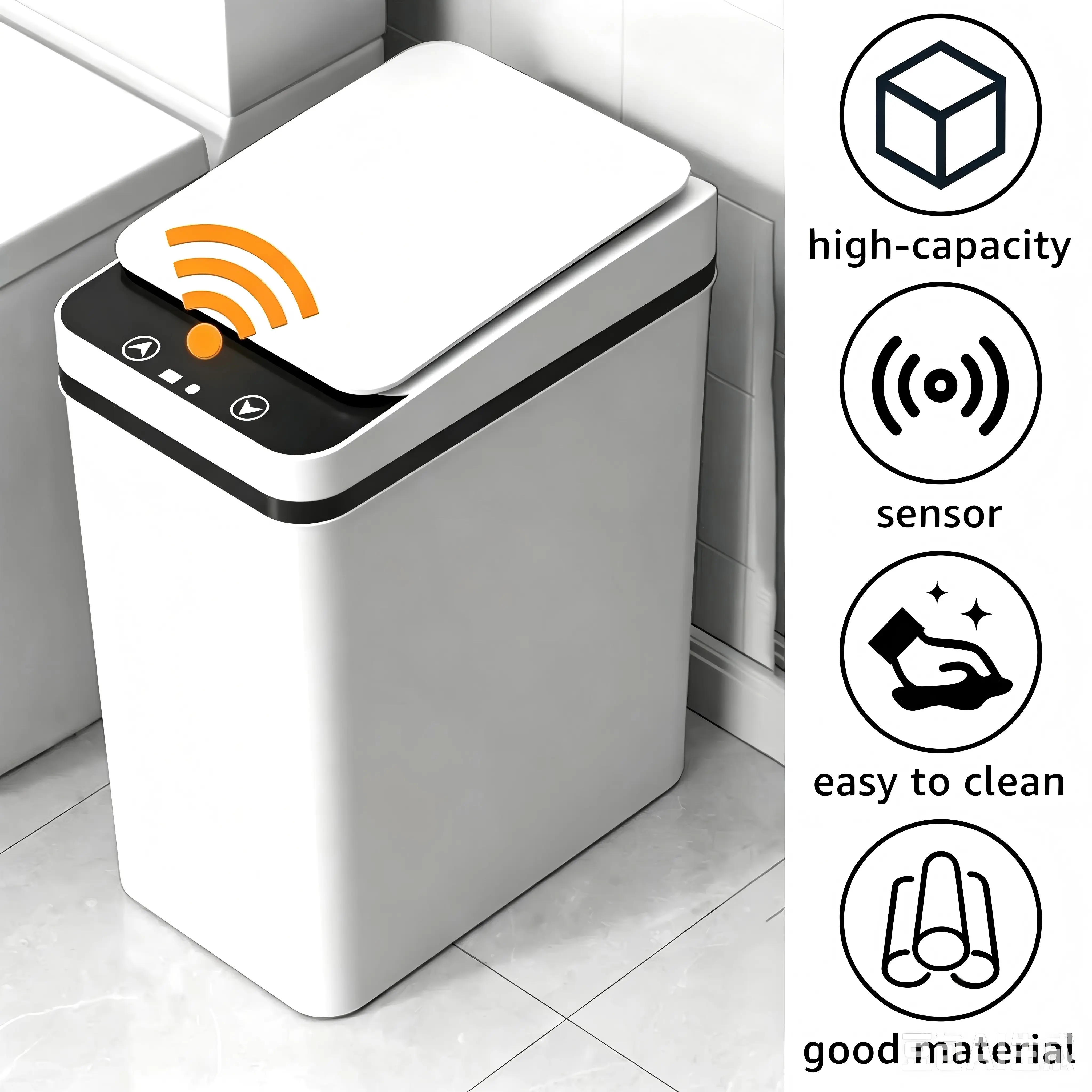 Small Motion Sensor Smart Trash Can,12L ABS Automatic Trash Bin,Touchless Motion Sensor Smart Garbage Can,Waterproof Trash Can for Bathroom, Bedroom,Kitchen Bathroom Accessories Home