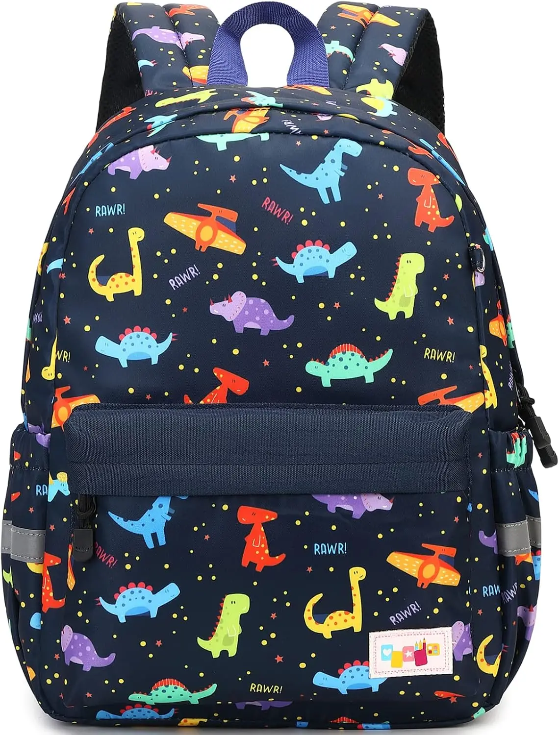 Kids Backpack, Casual Printed Graphic Kids' Preschool Book Bag with Chest Strap - Dark Blue Dinosaur, Purple Whale & Other Designs for Toddler Boys Girls Kindergarten Nursery Travel