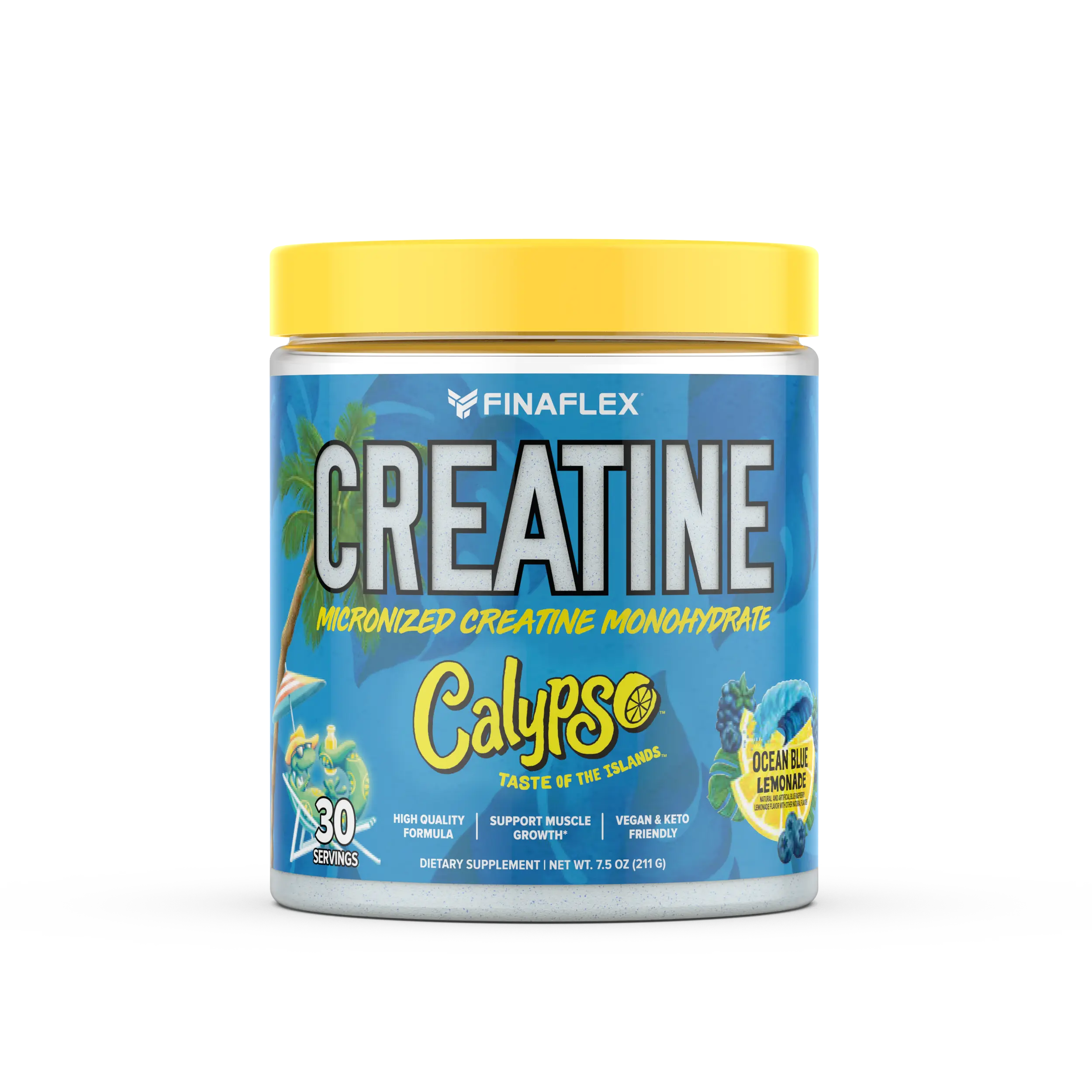 Finaflex Creatine x CALYPSO - Ocean Blue Lemonade Micronized Creatine Monohydrate Vegan Keto Friendly 30 Servings High-Quality Formula for Muscle Growth