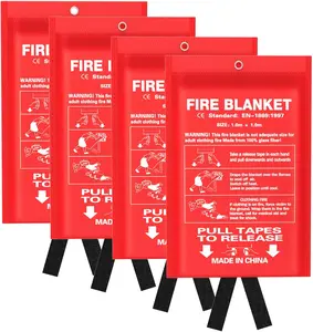 Emergency Fire Blanket for Kitchen and Home, 4 Pack 39.37 x 39.37 Inch Fiberglass Fire Safety Blanket for Survival, Fire Blanket