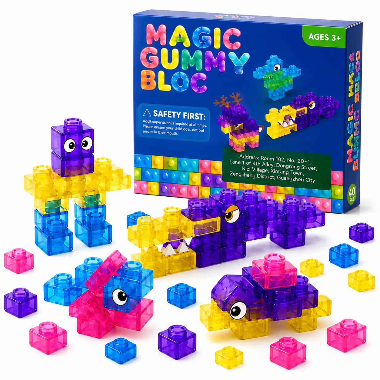 Soft Jelly Blocks Toy for Toddlers, Colorful Squishy Stacking Building Blocks, Sensory Puzzle Toy for Preschool Learning Age 3+