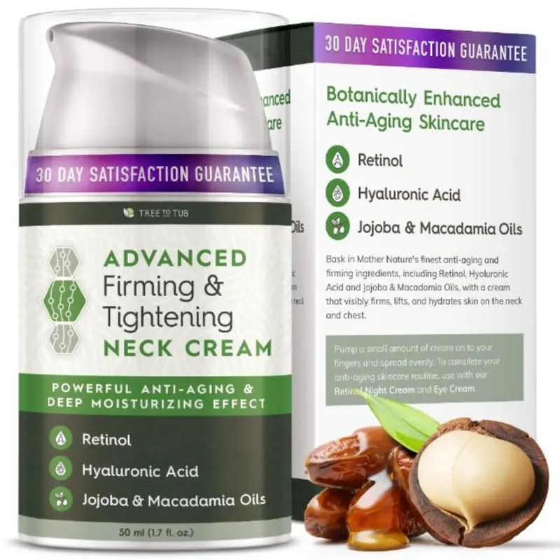 Tree To Tub Neck Firming Cream - Advanced Firming Neck Cream w/Hyaluronic Acid Retinol, Neck and Chest Firming Cream for Women Men