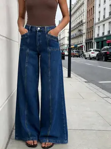 Women's Gradient Color Slim Fit Bootcut Jeans with Cat Eye Texture Mid Waist Stretchy Straight Leg for Everyday Wear