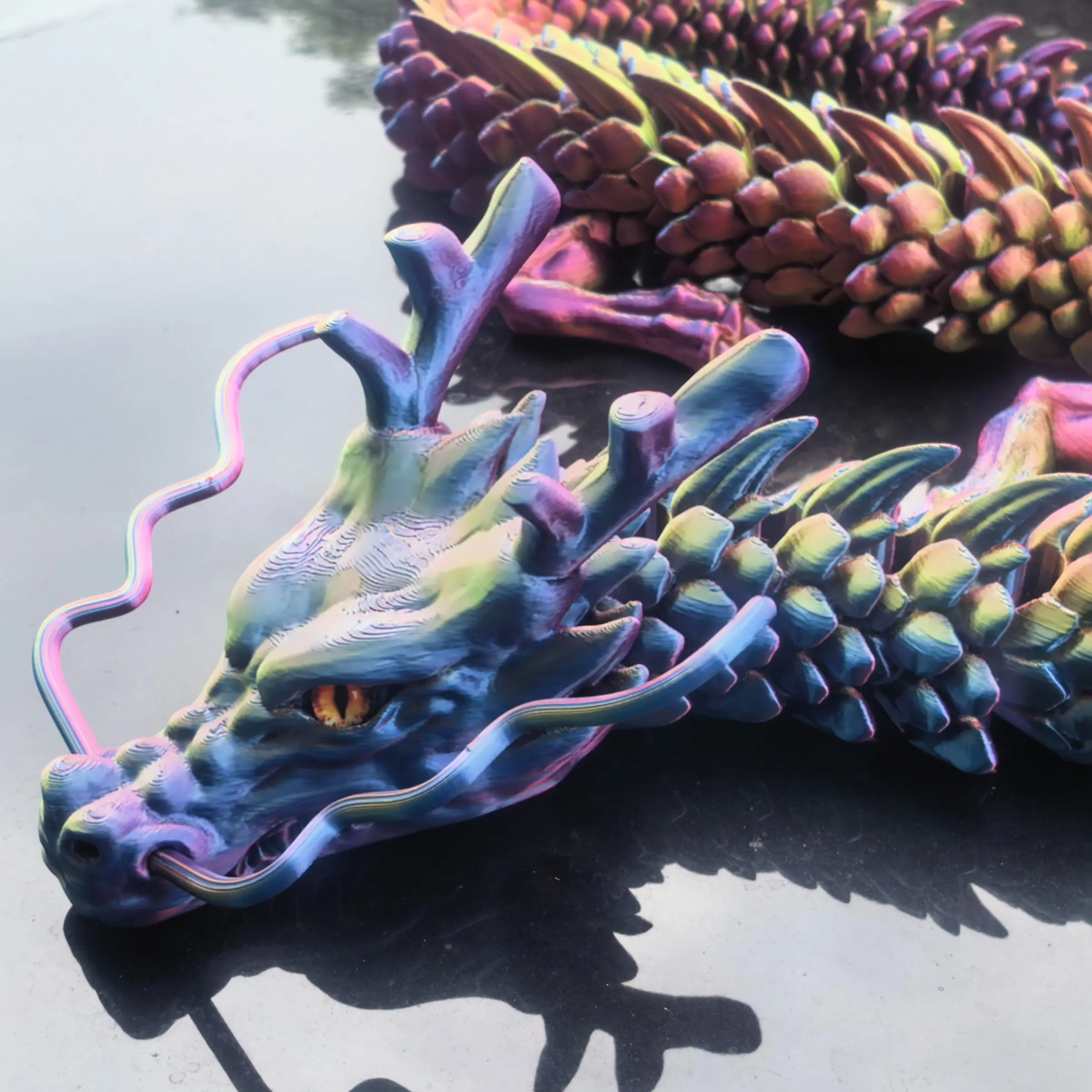 Chinese Dragon Model Statue, Creative Gift, Gradient Colors, Large Size 120cm, Detailed Dragon Art Sculpture, Collectible Decorative Piece