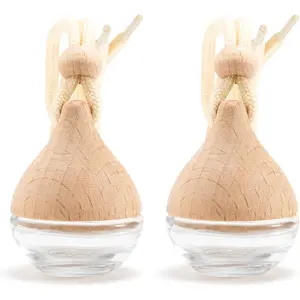 Refillable Car Air Freshener Hanging Diffuser, Empty Glass Bottle with Reed Sticks for Essential Oils, Car Scent Diffuser and Aromatherapy Pendant Decor for Women and Men,  Pack
