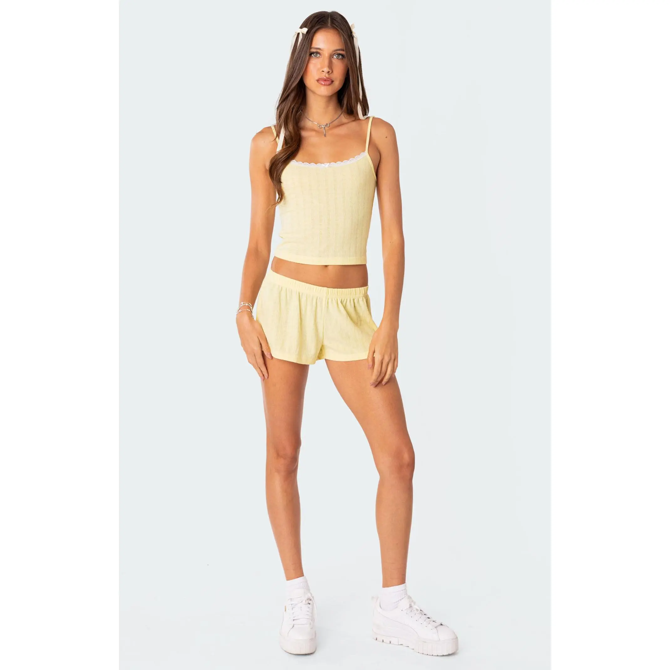 Edikted Women's Irene Low Rise Pointelle Micro Shorts