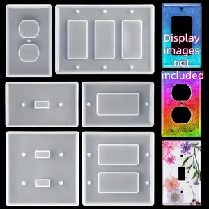 6Pcs Light Switch Cover Resin Silicone Molds - DIY Decorative Wall Plate Epoxy Casting Molds for Home Decor Living Room Standard Switch & Outlet Socket Cover Resin Crafting Kit for Aesthetic Room Makeover