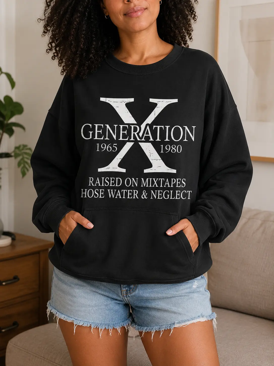Gen X Sweatshirt, Raised On Hose Water Crewneck Sweater, Funny Sarcastic Generation X Pullover, Retro Nostalgia Apparel, Vintage Humor Outfit, Women's Gen X Gift, 1980s Childhood Clothing, Cozy Fall Crewneck