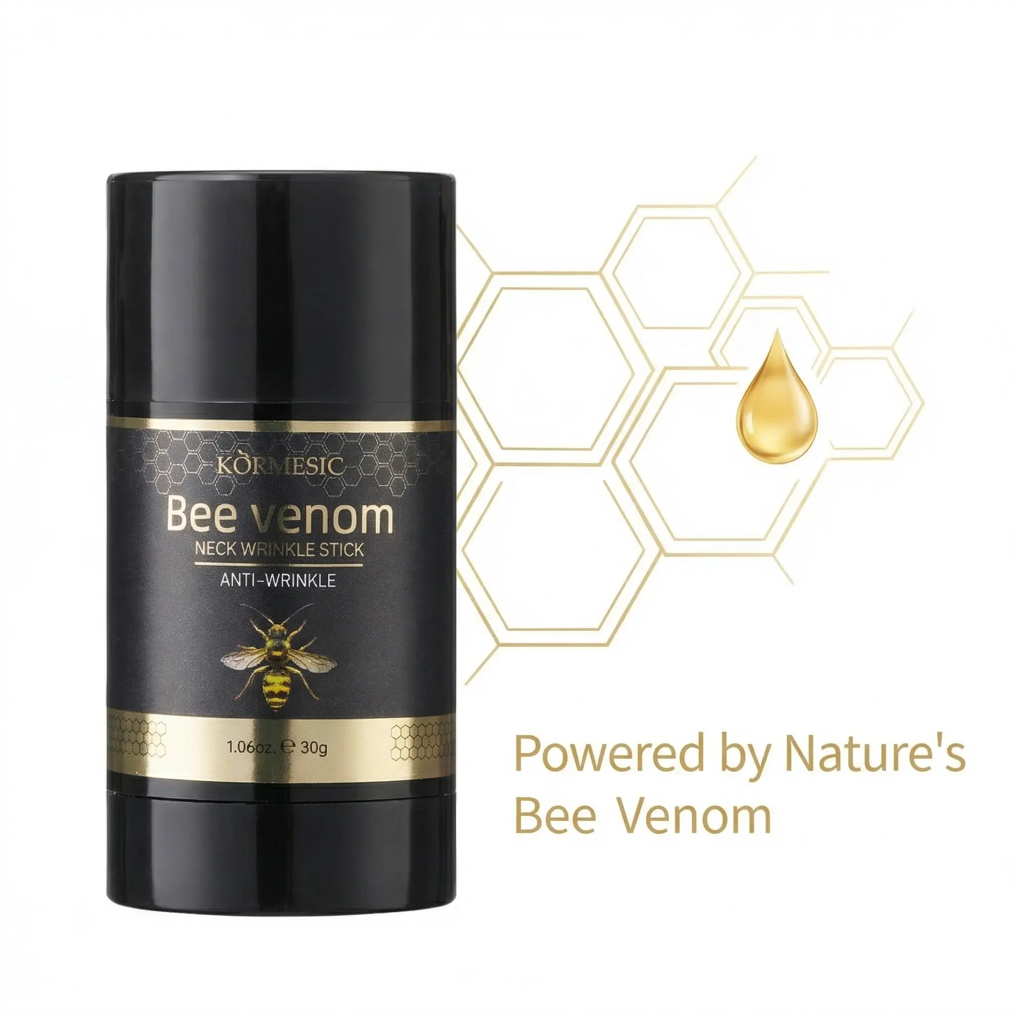 Retinol & Bee Venom Extract Solid Neck Wrinkle Stick - Daily Firming, Moisturizing Treatment for Lines, Boosts Elasticity, Reduces Dryness, Portable Anti-Aging Skincare for All Skin Types