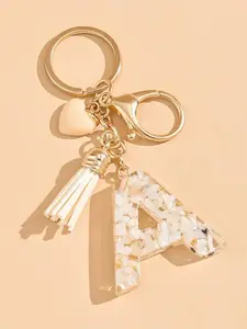 Cute Initial & Heart Design Keychain, Fashionable Resin Pendant Keychain for Women, Kawaii Accessory, Love