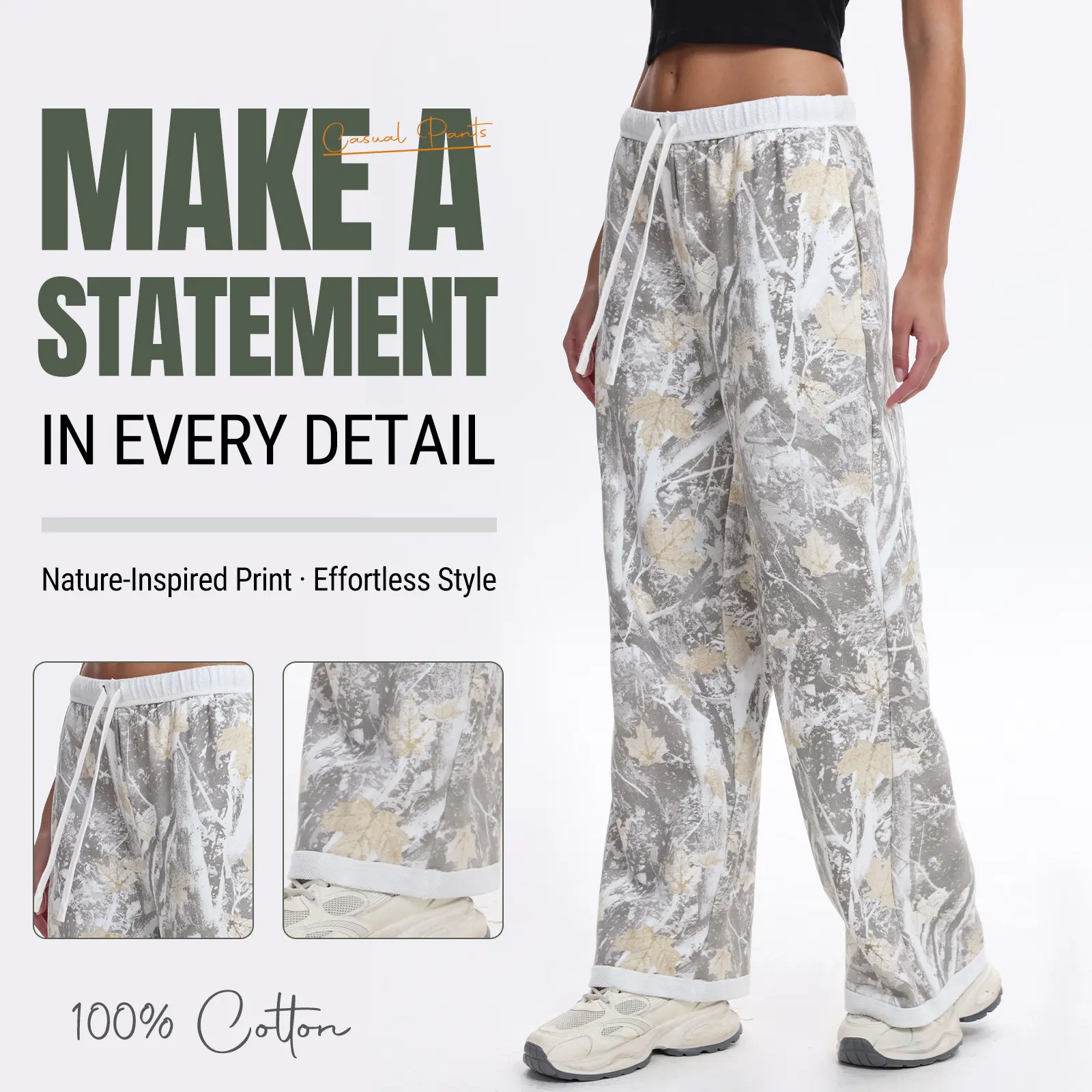 PinkyMoor Women's Camouflage Print French Terry Sweatpants – Elastic Waist, Street-Style Casual Joggers, Mid-Rise, Loose-Fit – Suitable for Everyday Wear unisex