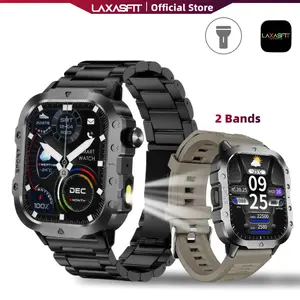 Laxasfit Men's Smartwatches-2.01inch" HD LargeScreen, Muilt-sports, LED Flashlight, Outdoor SmartWatch, Wristwatch, Bluetooth calls, Fashion DigitalWatches, Available for Android and iOS，Gift，Father's Day Gift, Wearable