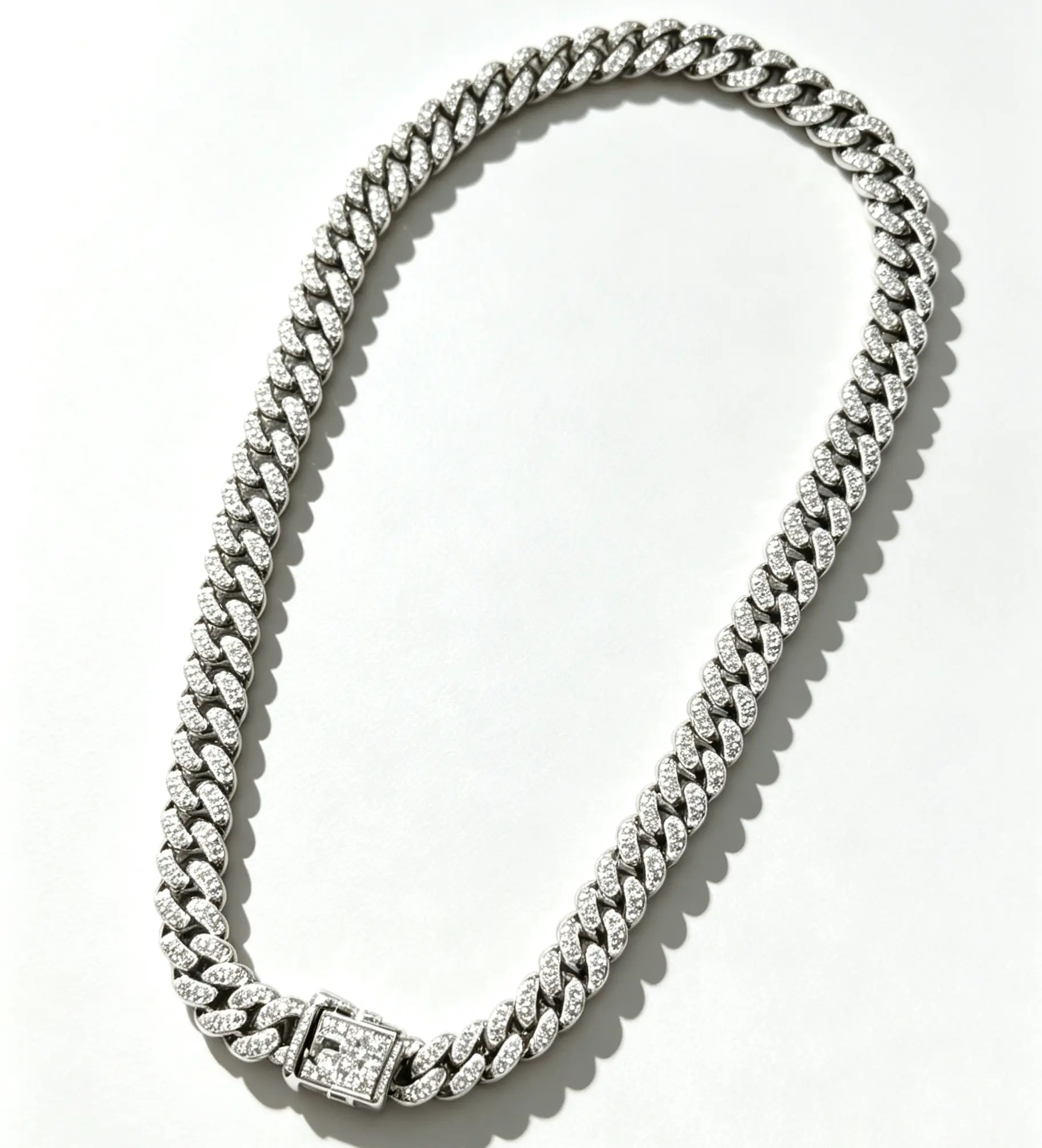 Cool Tone Fully Iced Cuban Necklace