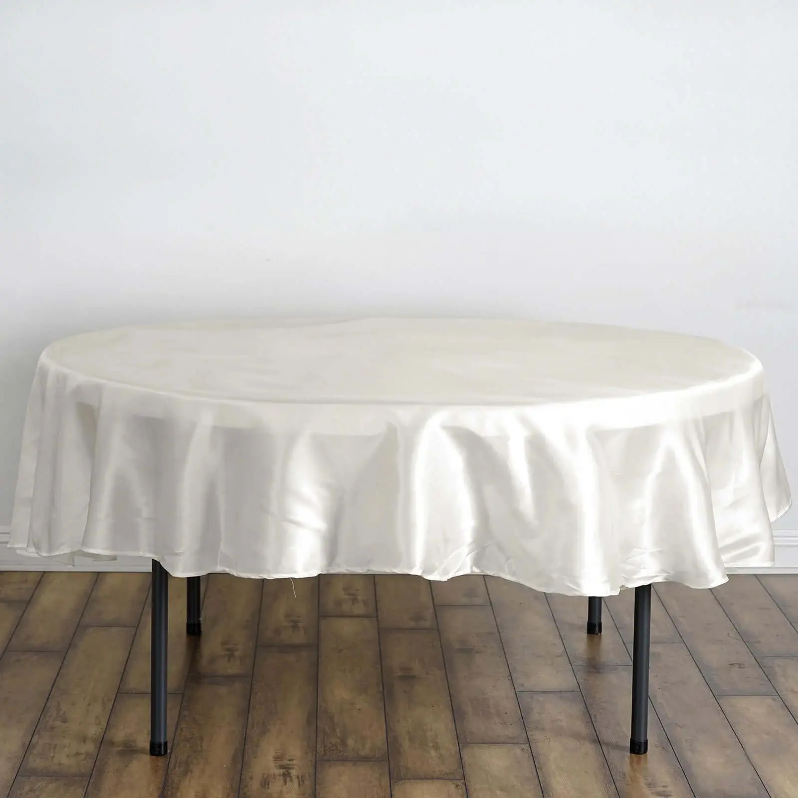90" Ivory Circular Satin Round Tablecloth - Smooth Finish, Durable Outdoor Furniture Table Cover for Birthday, Wedding Decoration, Machine Washable