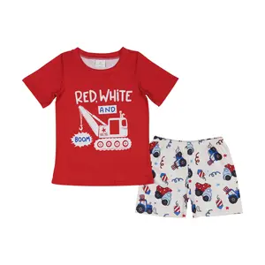 BSSO0823 American Boy Toddler Kids Clothes 4th of July Two Pieces Set Cute Boys Clothes Barbecue Vibes