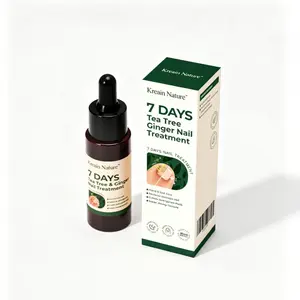 Kreain Nature Ginger & Tea Tree Nail Care Liquid 30ml boxed, plant extract nourishes brittle discolored finger & toenails, softens rigid nail texture, lightweight quick-absorb daily conditioning serum.