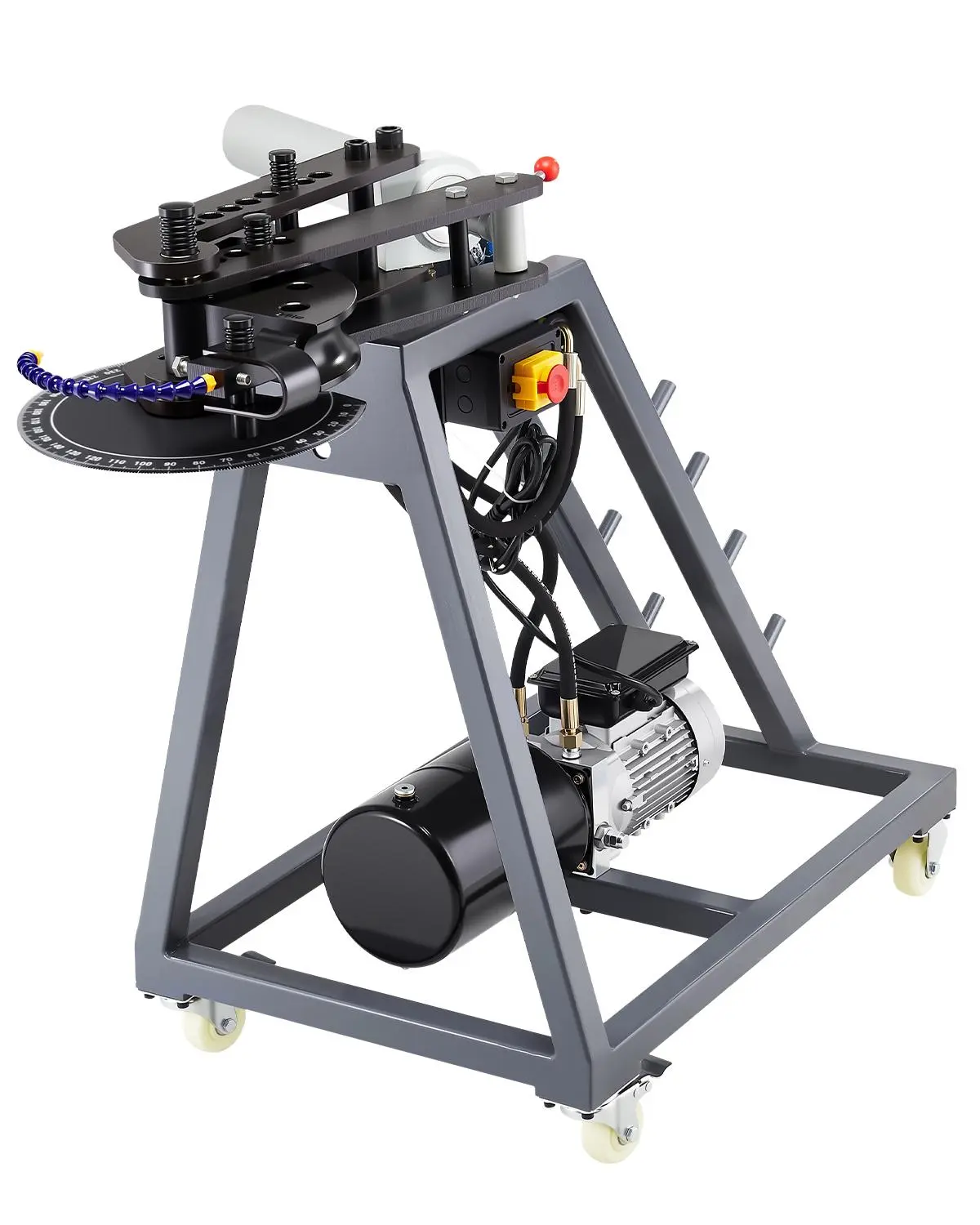 【DealsForYouDays】VEVOR 750W Electric Pipe Bender, 6L Hydraulic Cylinder, 45# Steel 5mm Movable Model with 3 Bending Dies, Max 180° Angle, Caster Wheels for Easy Movement, Fits 1"-1 1/2"-1 3/4" Pipes, Ideal for Construction Sites
