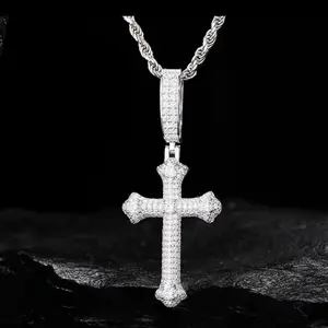 WSY jewelry  Copper-plated zirconium high-end, heavy-duty cross pendant, luxurious style, jewelry, Cuban chain accessory.