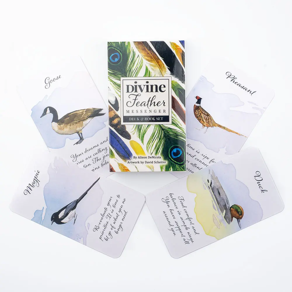 10.3*6cm Divine Feather Messenger 44 Oracle Cards English Visions Divination Edition Deck Board Playing Games With PDF GuideBook