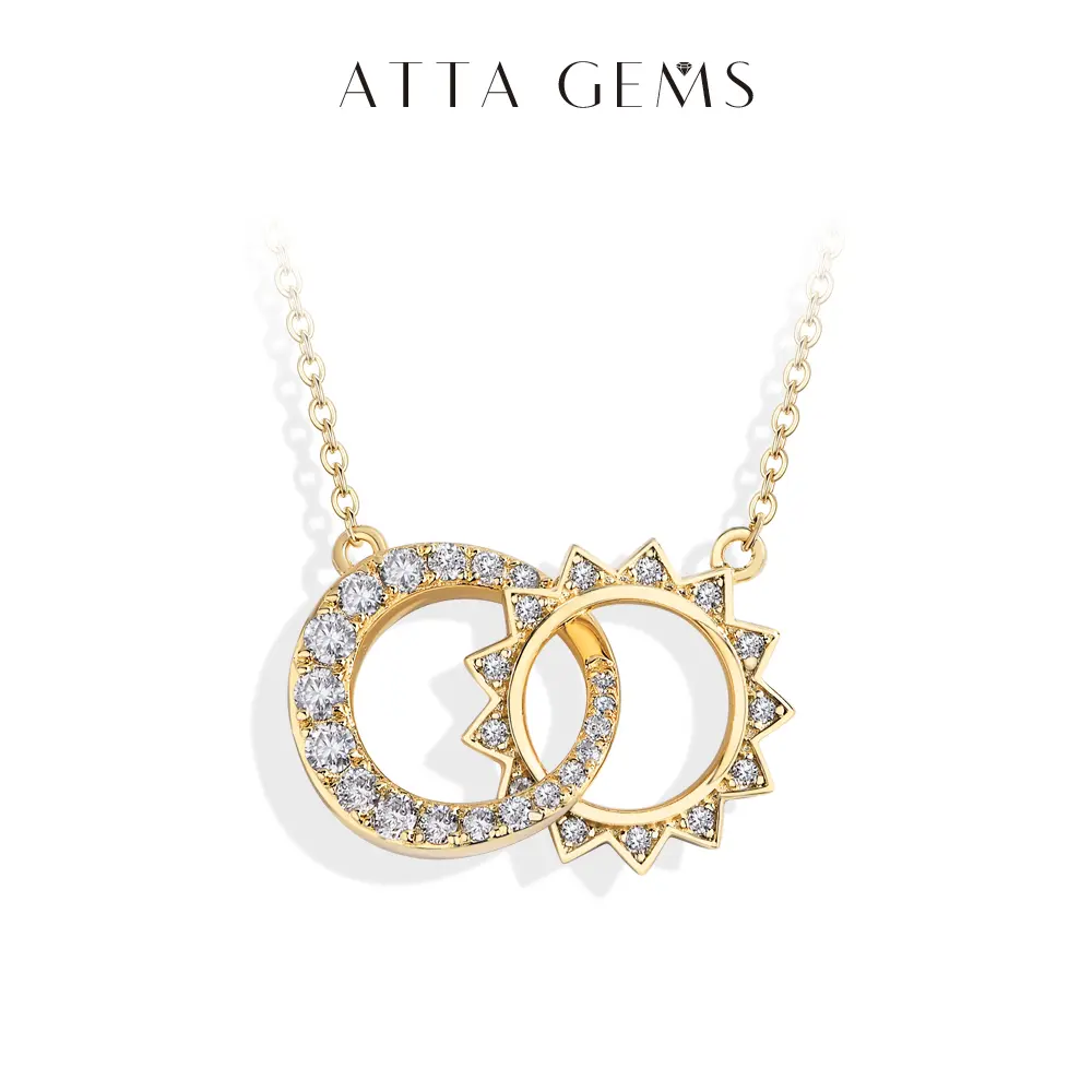 Unisex D Color Synthetic Moissanite Double Venus Circle Chain Necklace, Special Gear Design Fine Artificial Gemstone Jewelry, Moissanite Chain for Daily Wear, Party Gift (N037), Chains summerwins