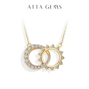 Special design D Color Synthetic Moissanite Necklace Gear circle for Women Men Daily wear  Party Gift Fine Jewelry N037