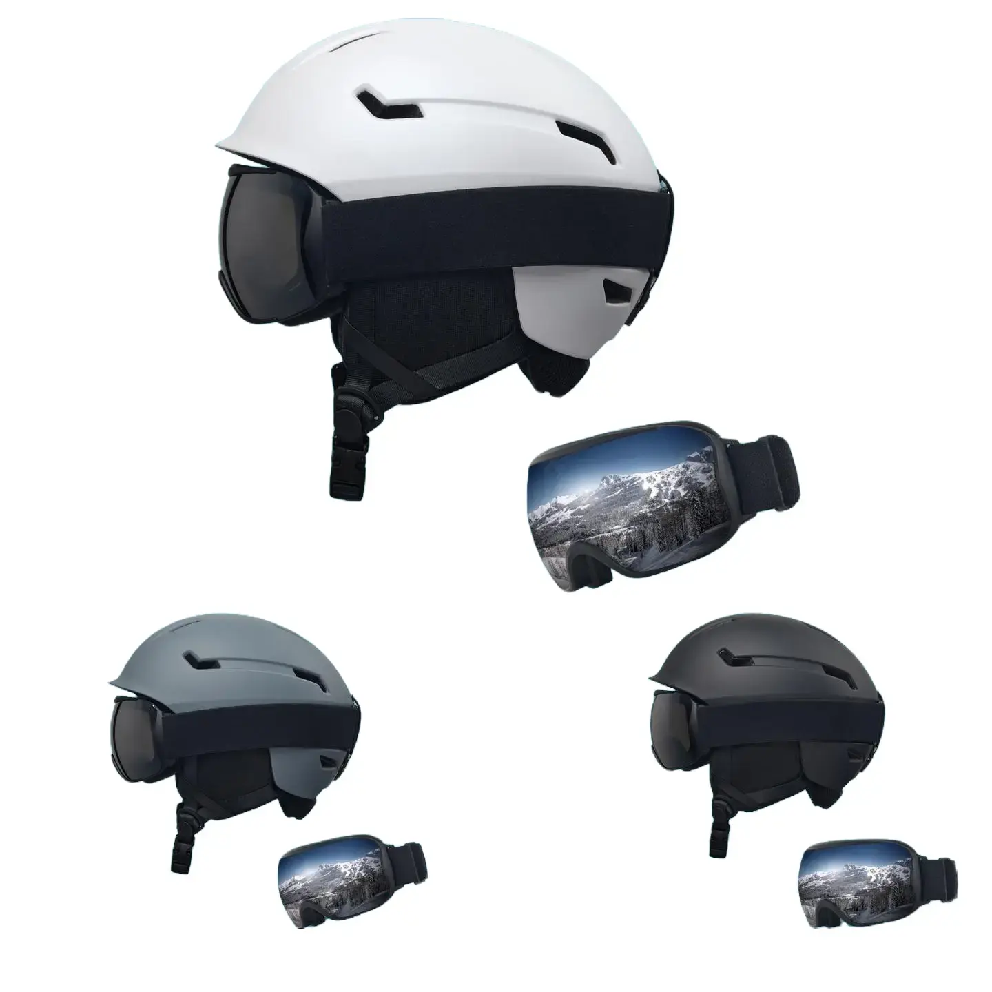 Certified Ski & Snowboard Helmet, Sporty PC & EPS Durable Protective Gear for Adults with Silver-Plated Goggles and 12 Vents