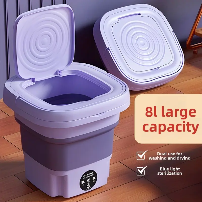 Household Small Folding Washing Machine, Mini Washer for Underwear and Socks, Portable Laundry Tub，Quiet Folding Multi-Mode Washing Machine
