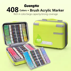 408 Colors Liquid Soft Tip Acrylic Markers, Student Use Non-Translucent Layerable Watercolor Pens, High-Quality Art Supplies for DIY Painting, Art School Supplies, Artist Bundle