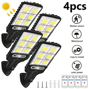 Solar Street Light Outdoor 450000 Lumens 3 Modes LED Motion Sensor Security Wall Lamp for Garden Yard Porch Decor IP65 Waterproof Remote Control Solar Lights Outdoor Mounted Light unique christmas gift string light