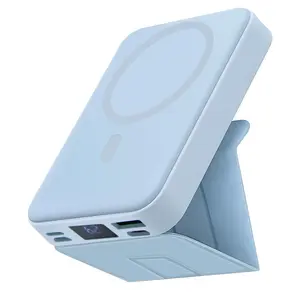 Power Bank,Magnetic Power Bank,10000mAh Wireless Portable Charger,22.5W Fast Charging Battery Pack with Foldable Stand,USB-C Cable,Magsafe-Compatible with Magsafe,for iPhone 17/17 Plus/17 Pro/17 Pro Max, iPhone 17/16/15/14/13/12/Pro Series Blue Travel