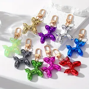 Bright Color Cartoon Large Balloon Dog Keychain - Creative Animal Pendant Bag Accessory
