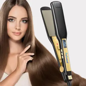 Professional Adjustable Hair Straightener, US Plug LCD Display Hair Straightening Flat Iron Hair Styling Tool for Salon & Barber Shop, Winter Gift
